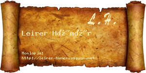 Leirer Hümér névjegykártya